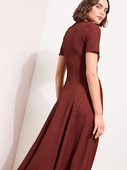 Friends Like These Chocolate Brown Dropped Waist Textured Jersey Maxi Dress - Image 4 of 4