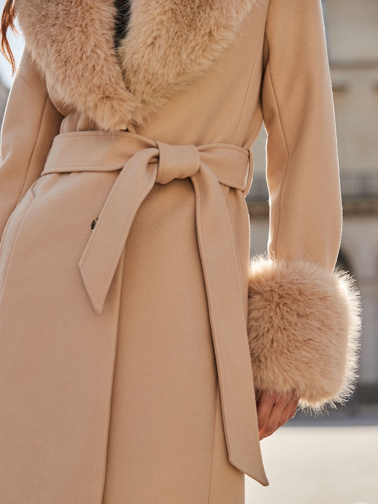 Sosandar Natural Longline Belted 2-In-1 Coat - Image 5 of 5