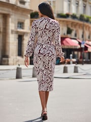 Sosandar Red Paisley Print Faux Wrap Dress - Image 2 of 5