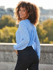 Sosandar Blue Metallic Fleck Detail Blouse - Image 3 of 5