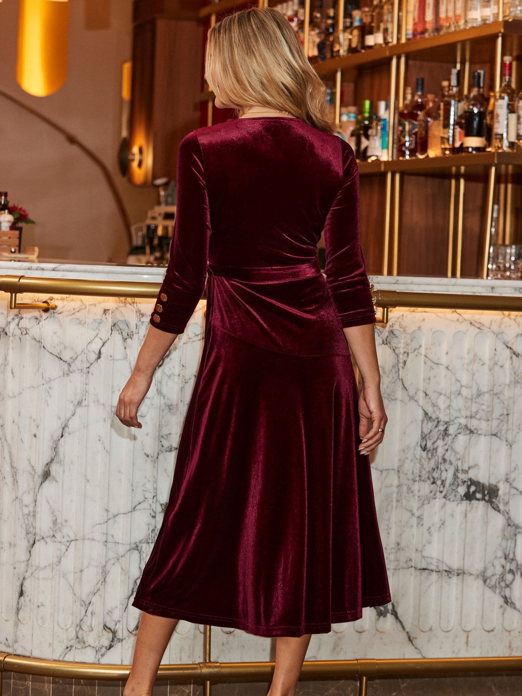 Buy Sosandar Red Velvet Belted Fit & Flare Wrap Dress from Next USA