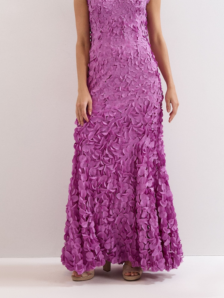petite purple maxi dress Phase Eight Charlene Ruffle Maxi Dress Purple Size 6