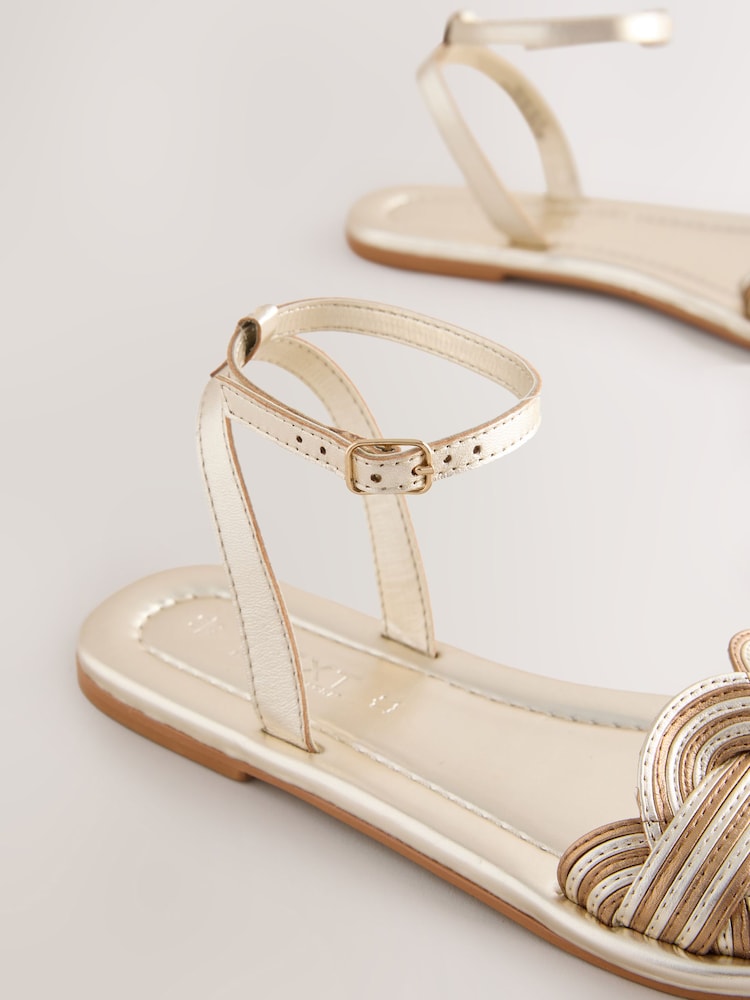 Metallic Standard/Wide Fit Forever Comfort® Woven Flat Sandals - Image 10 of 10