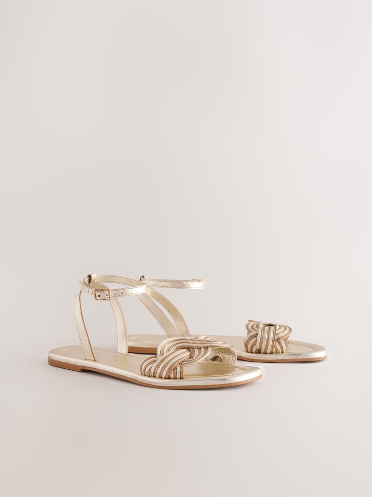 Metallic Standard/Wide Fit Forever Comfort® Woven Flat Sandals - Image 2 of 6 Metallic Standard/Wide Fit Forever Comfort® Woven Flat Sandals - Image 2 of 6