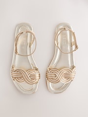 Metallic Standard/Wide Fit Forever Comfort® Woven Flat Sandals - Image 3 of 6