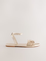 Metallic Standard/Wide Fit Forever Comfort® Woven Flat Sandals - Image 4 of 6