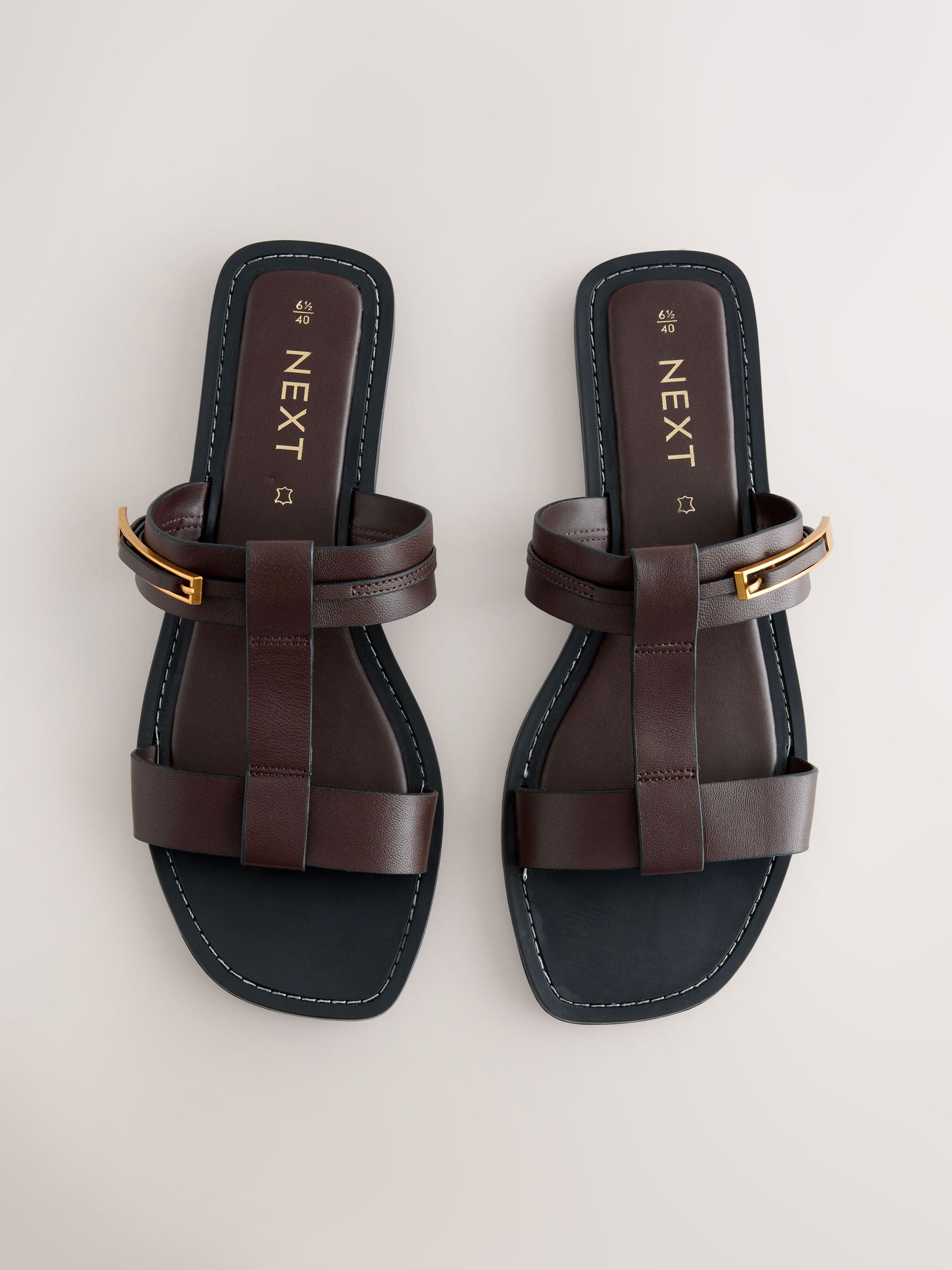 Buy Chocolate Brown Standard/Wide Fit Buckle Trim Sandals from