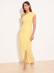 Lipsy Lemon Yellow Off The Shoulder Gathered Waist Maxi Dress - Image 1 of 4
