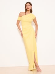Lipsy Lemon Yellow Off The Shoulder Gathered Waist Maxi Dress - Image 3 of 4