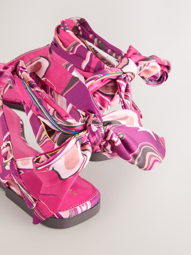 Pink Scarf Wrap Toe Thong Sandals - Image 8 of 8