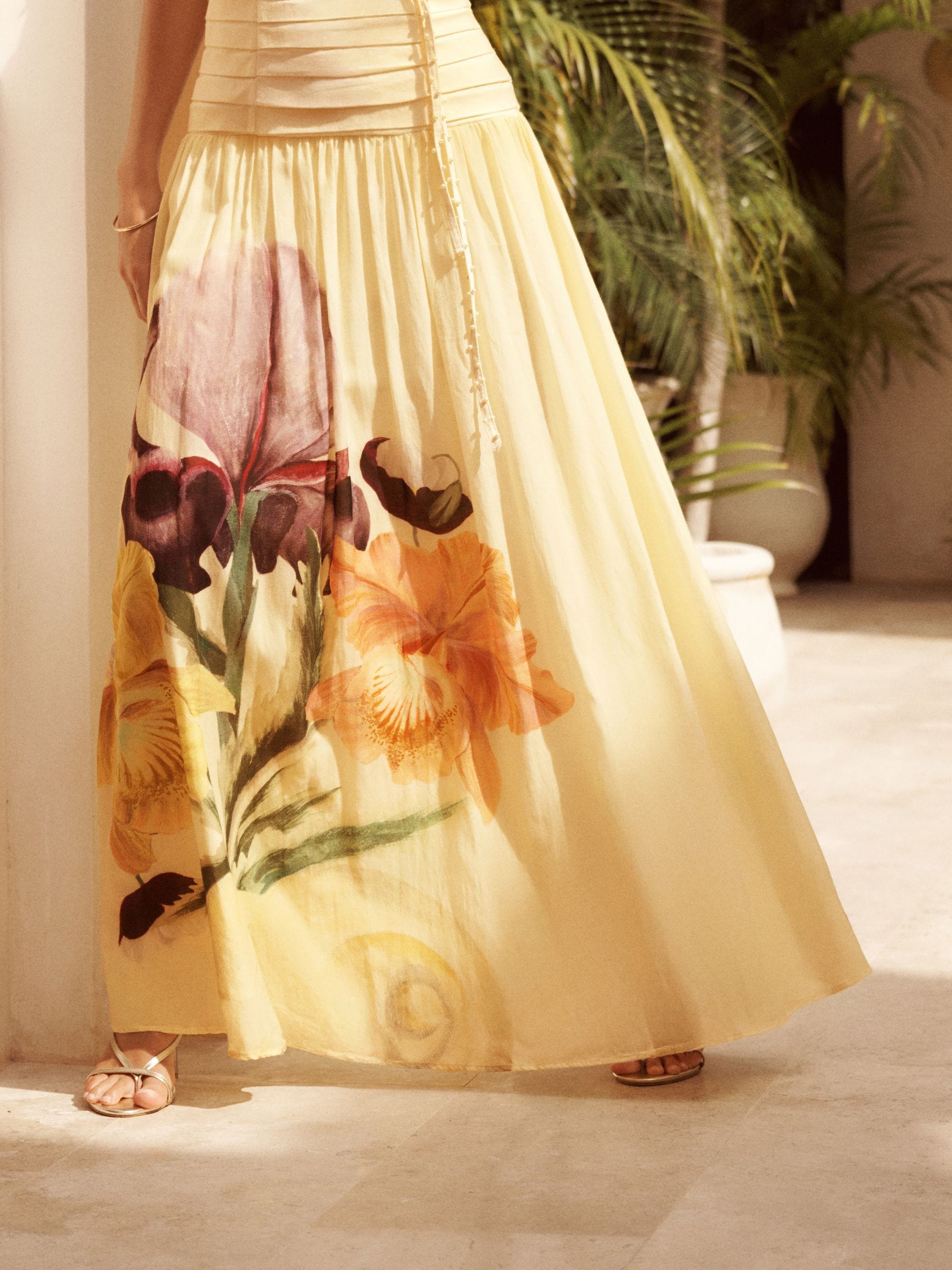 Buy Lipsy Yellow X Mandy Sade Floral Print Dropped Waist Pearl