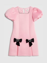 River Island Puff Sleeve Bow Hem Scuba Dress - Imagen 1 de 4