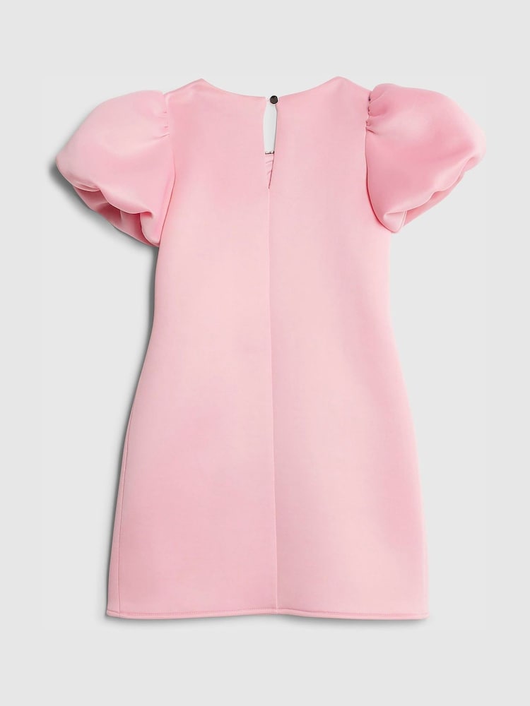 River Island Puff Sleeve Bow Hem Scuba Dress - Imagen 2 de 4