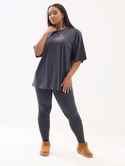Yours Curve Grey Top And Leggings Set - Image 1 of 5