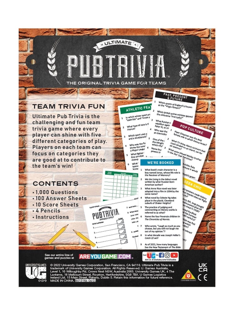 University Games Black Ultimate Pub Trivia - Image 2 of 6 University Games Black Ultimate Pub Trivia - Image 2 of 6