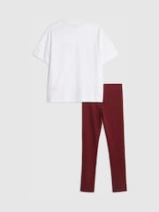 River Island White Sassy Leopard T-Shirt & Leggings Set - Image 2 of 5