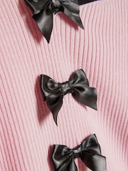 River Island Pink Long Sleeve Bow Top & Joggers Set - Image 5 of 5