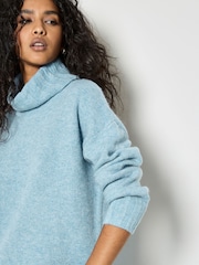 Apricot Blue Oversized Roll Neck Tunic Jumper - Image 4 of 4