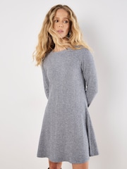 Apricot Grey Waffle Stripe Soft Touch Dress - Image 1 of 4
