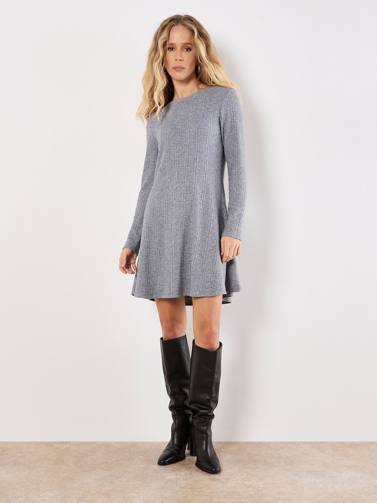 Apricot Grey Waffle Stripe Soft Touch Dress - Image 2 of 4