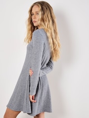 Apricot Grey Waffle Stripe Soft Touch Dress - Image 4 of 4