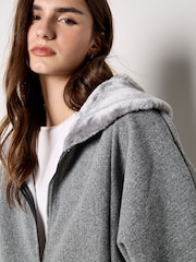 Apricot Black Faux Fur Collar Cuff Zip Jacket - Image 3 of 5