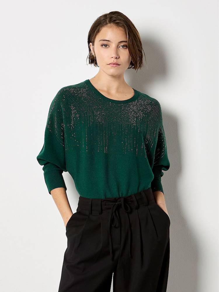 Apricot Green Chandelier Stud Batwing Jumper - Image 2 of 5 Apricot Green Chandelier Stud Batwing Jumper - Image 2 of 5
