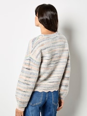 Apricot Green Textured Space Dye Scallop Jumper - Image 2 of 4