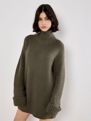 Apricot Green Text Boucle Fisherman Jumper Dress - Image 2 of 4
