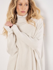 Apricot Cream Roll Neck Fringe Poncho Jumper - Image 4 of 4