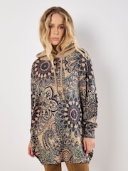 Apricot Green Mandala Hooded Tunic Hoodie - Image 1 of 4