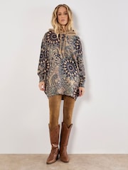 Apricot Green Mandala Hooded Tunic Hoodie - Image 3 of 4