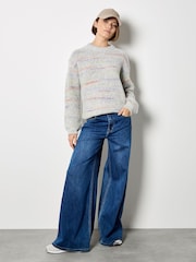 Apricot Grey Space Dye Fisherman Jumper - Image 4 of 4