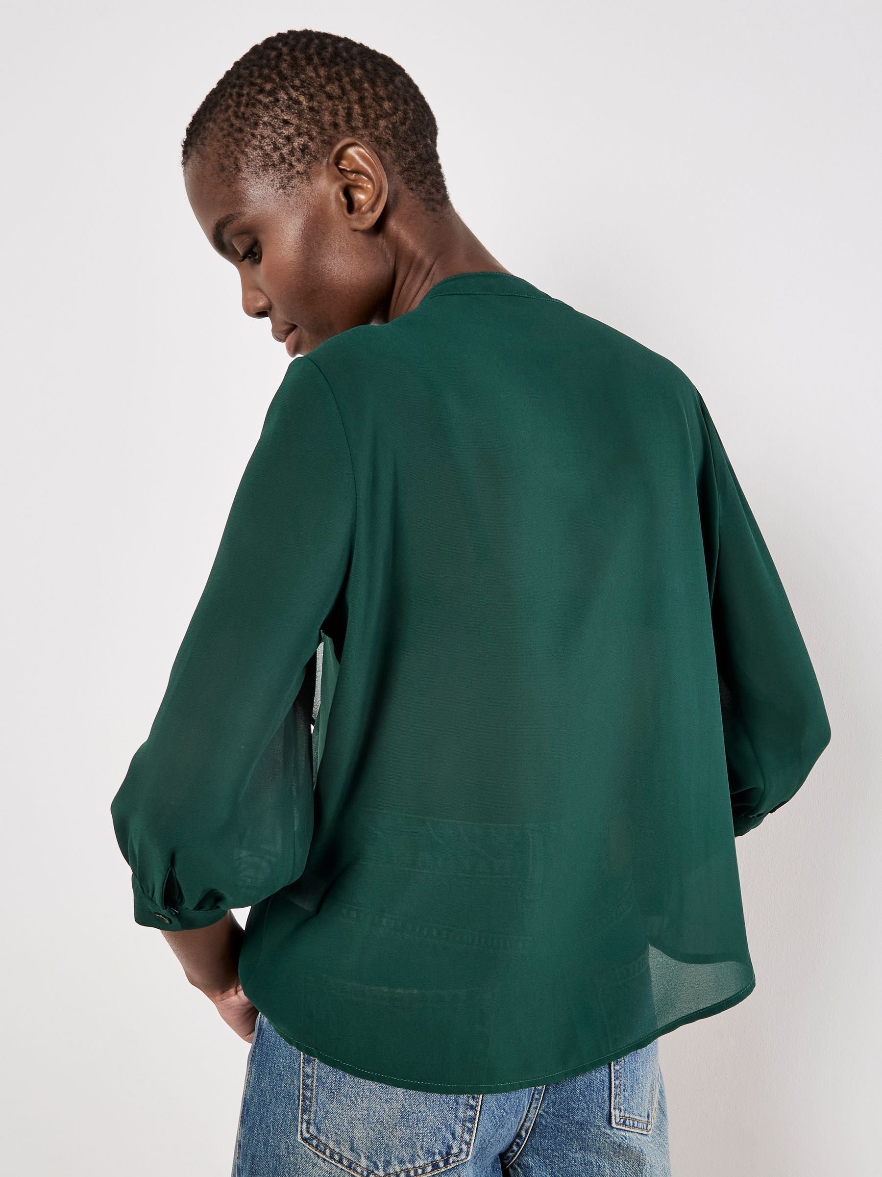 Buy Apricot Green Ruffle Front Chiffon Blouse from the Next UK