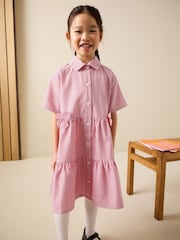 Red Cotton Rich Utility Bow Gingham School Dress (3-14yrs) - Image 1 of 8