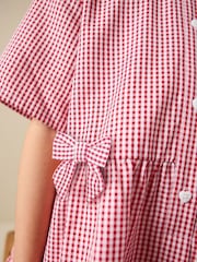 Red Cotton Rich Utility Bow Gingham School Dress (3-14yrs) - Image 4 of 8