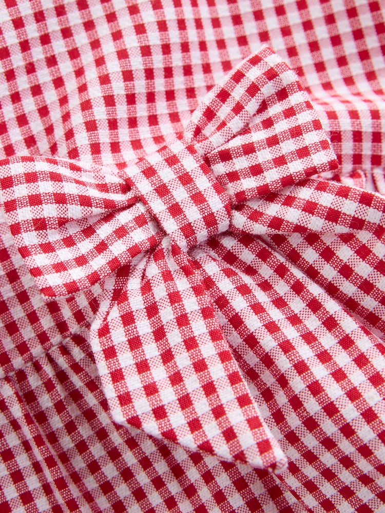 Red Cotton Rich Utility Bow Gingham School Dress (3-14yrs) - Image 8 of 8