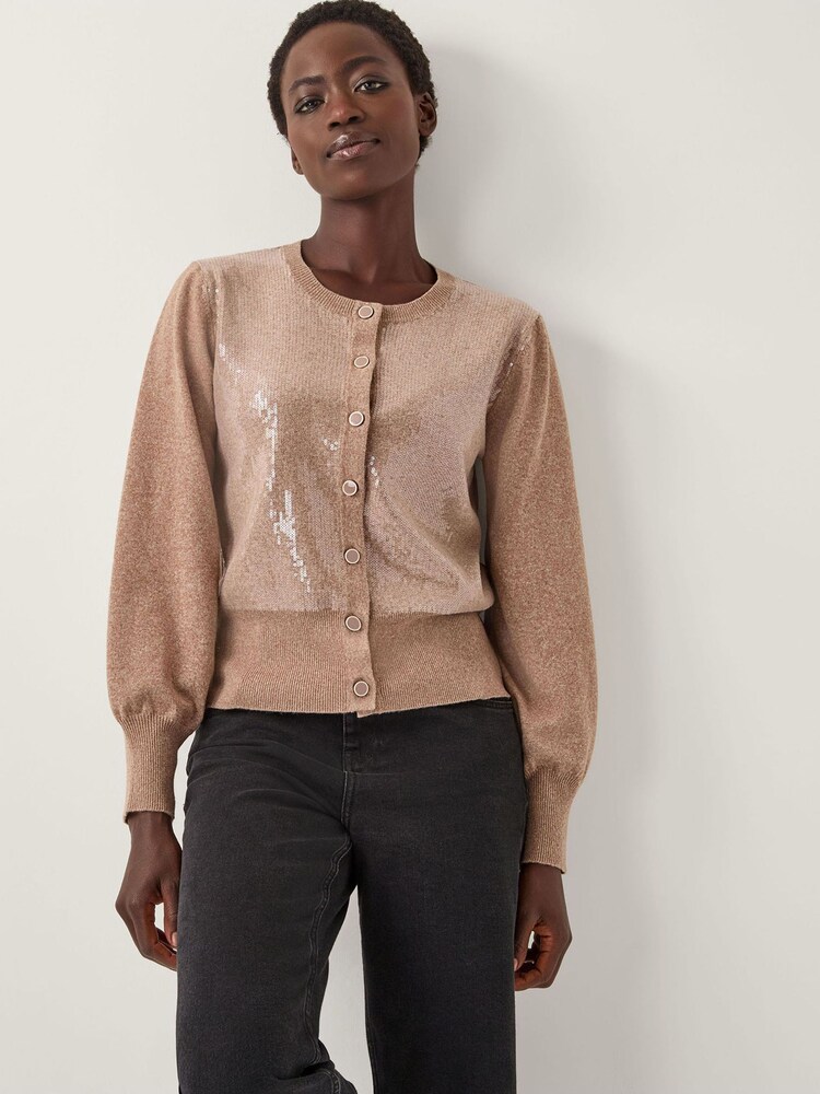 Monsoon Cream Simmi Sequin Cardigan - Image 1 of 4