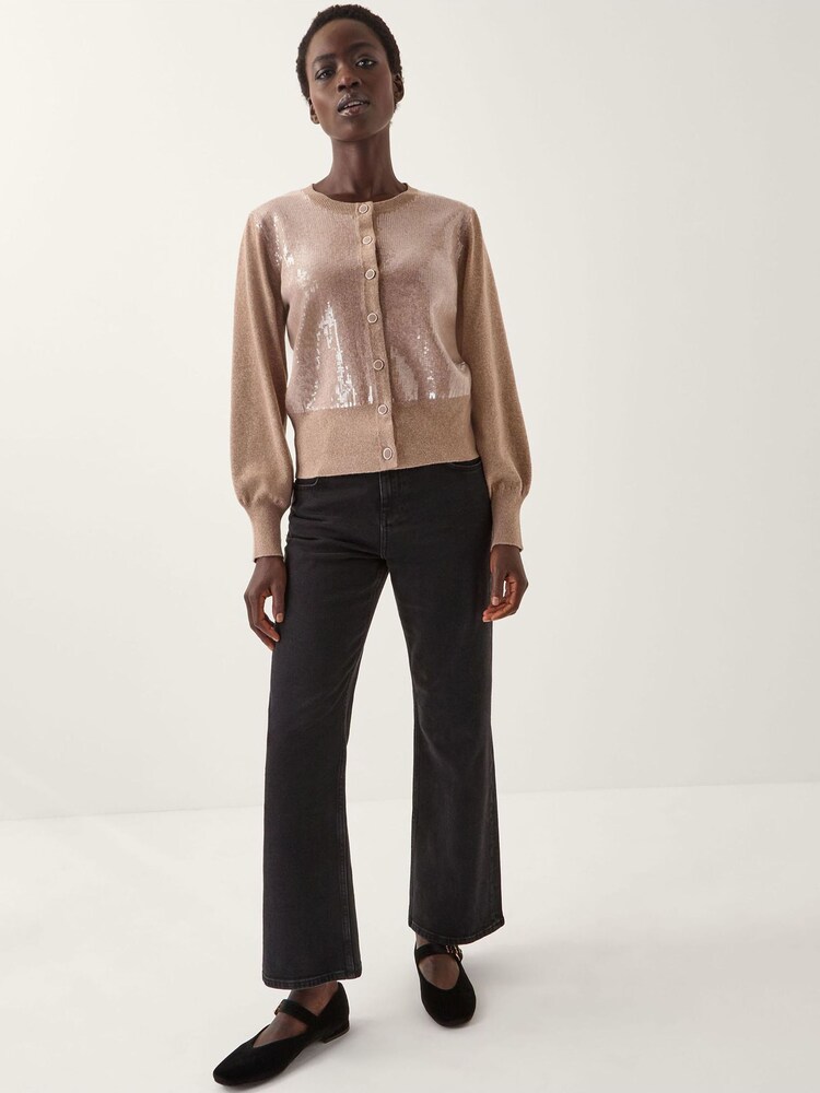 Monsoon Cream Simmi Sequin Cardigan - Image 4 of 4