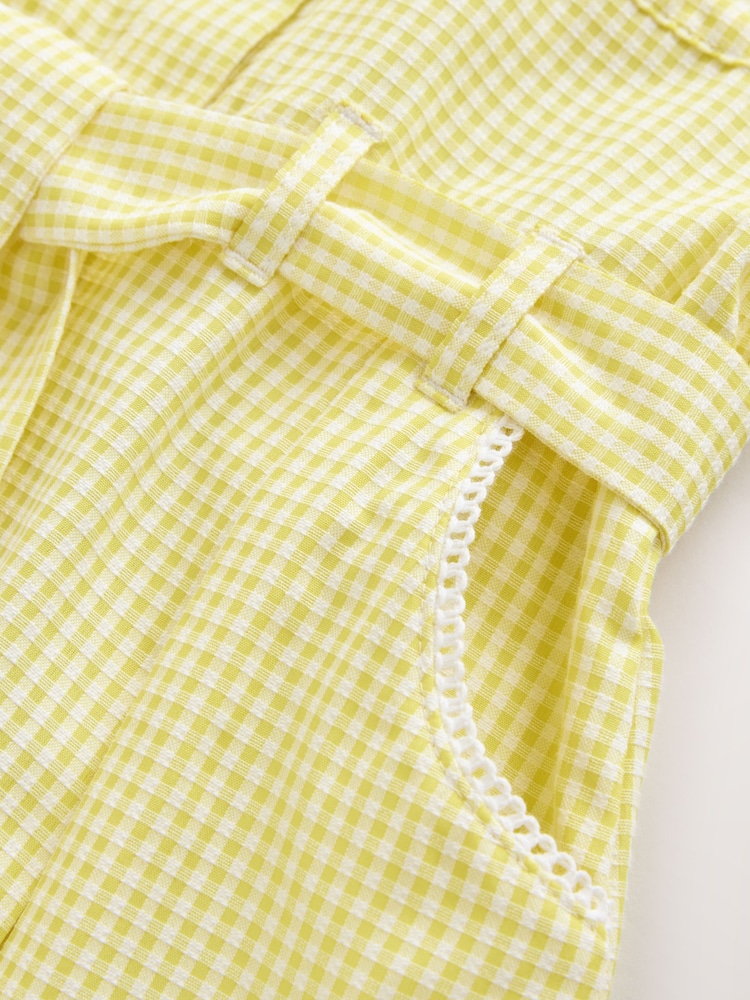 Amarelo - Vestido escolar com cinto e elástico em algodão rico (3-14anos) - Imagem 10 de 10