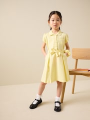 Yellow Cotton Rich Belted School Dress with Scrunchie (3-14yrs) - Image 2 of 9