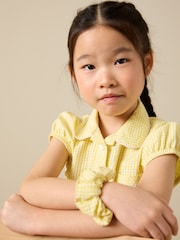 Yellow Cotton Rich Belted School Dress with Scrunchie (3-14yrs) - Image 4 of 9