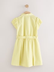 Yellow Cotton Rich Belted School Dress with Scrunchie (3-14yrs) - Image 7 of 9