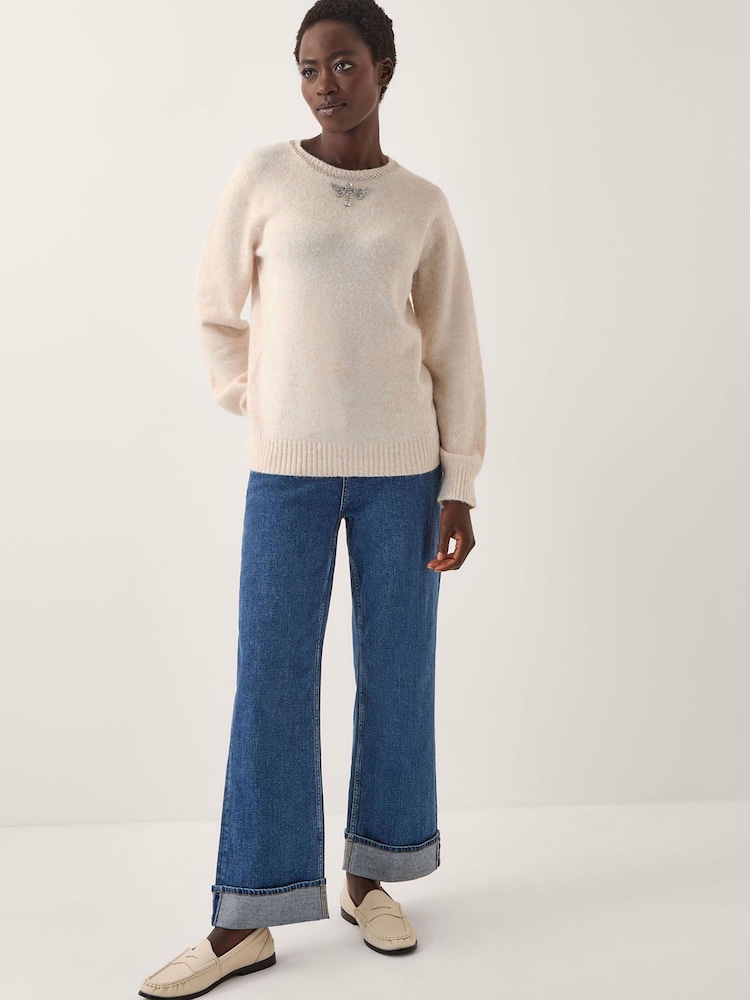 Monsoon Cream Ellen Diamanté Embellished Jumper - Image 2 of 4