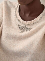 Monsoon Cream Ellen Diamanté Embellished Jumper - Image 4 of 4