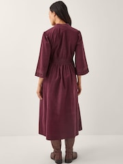 Monsoon Red Jimena Embroidered Corduroy Midi Dress - Image 2 of 4