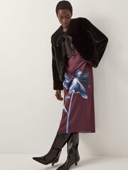 Monsoon Black Farah Bow Faux Fur Jacket - Image 4 of 5