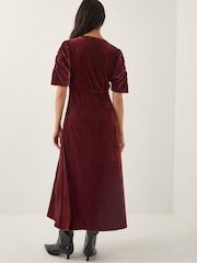 Monsoon Brown Josie Floral Embroidered Velvet Midi Dress - Image 3 of 4