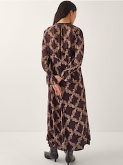 Monsoon Brown Cheryl Diamond Floral Print Midi Dress - Image 3 of 5