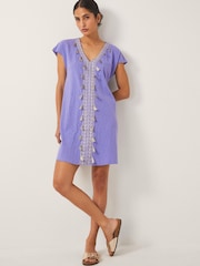 Monsoon Purple Jodie Tassel Beach Tunic Mini Dress - Image 1 of 4